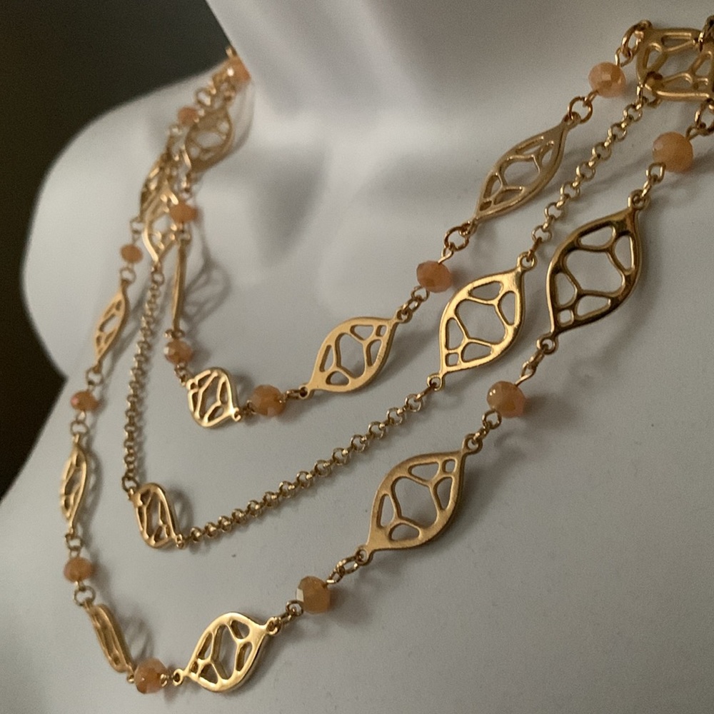 Apt.9 Triple Layer Gold Tone and Bead Necklace